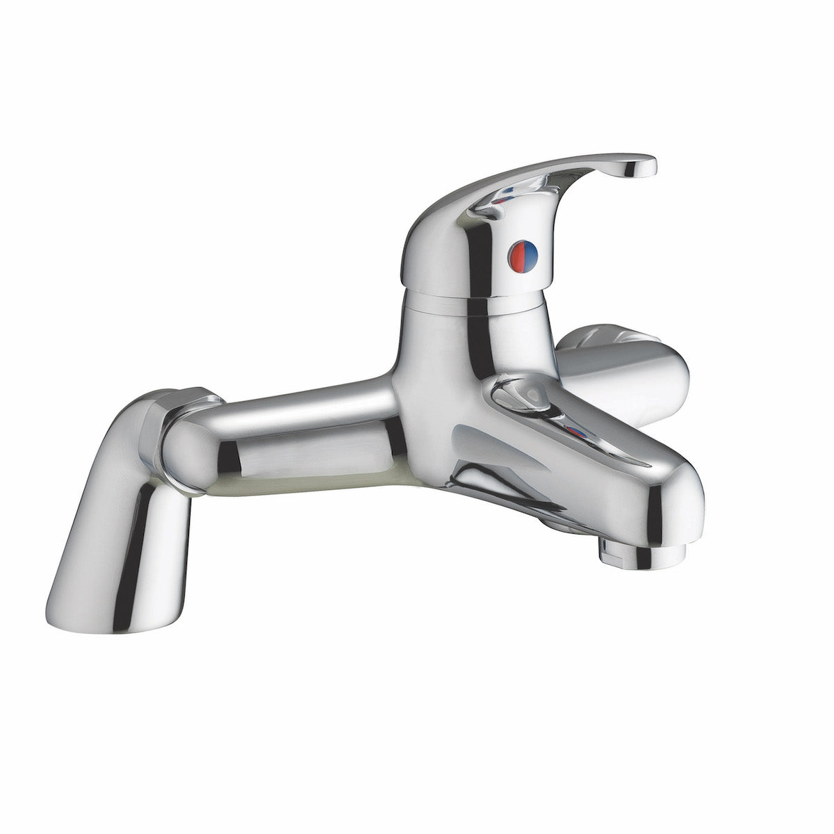 Harling One Spout Bath Filler w/ 2 Tap Holes - Chrome