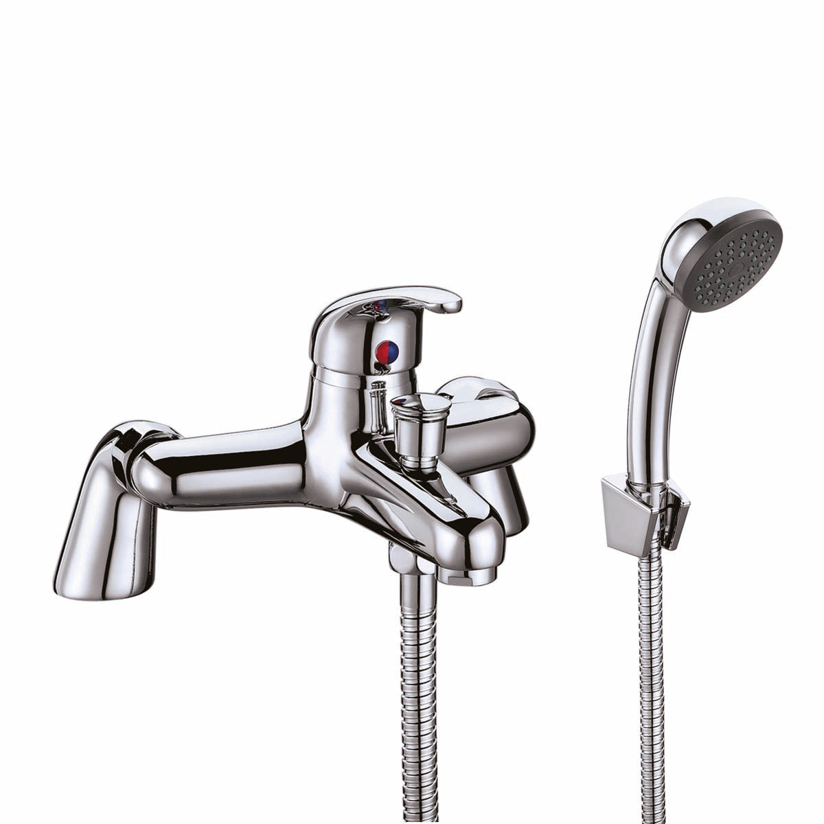 Harling Bath Shower Mixer w/ 2 Tap Holes; Slide Rail & Fixed & Handheld Shower Head - Chrome