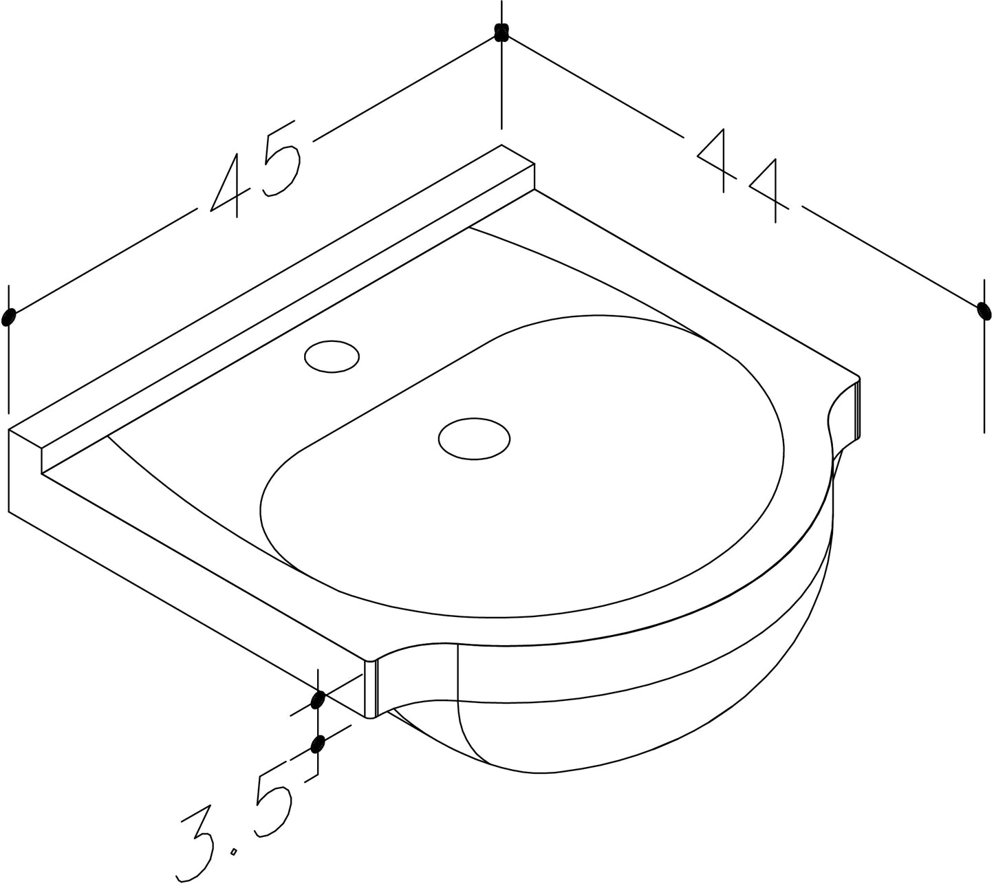 Ashlar 450mm 1 Tap Hole Ceramic Washbasin