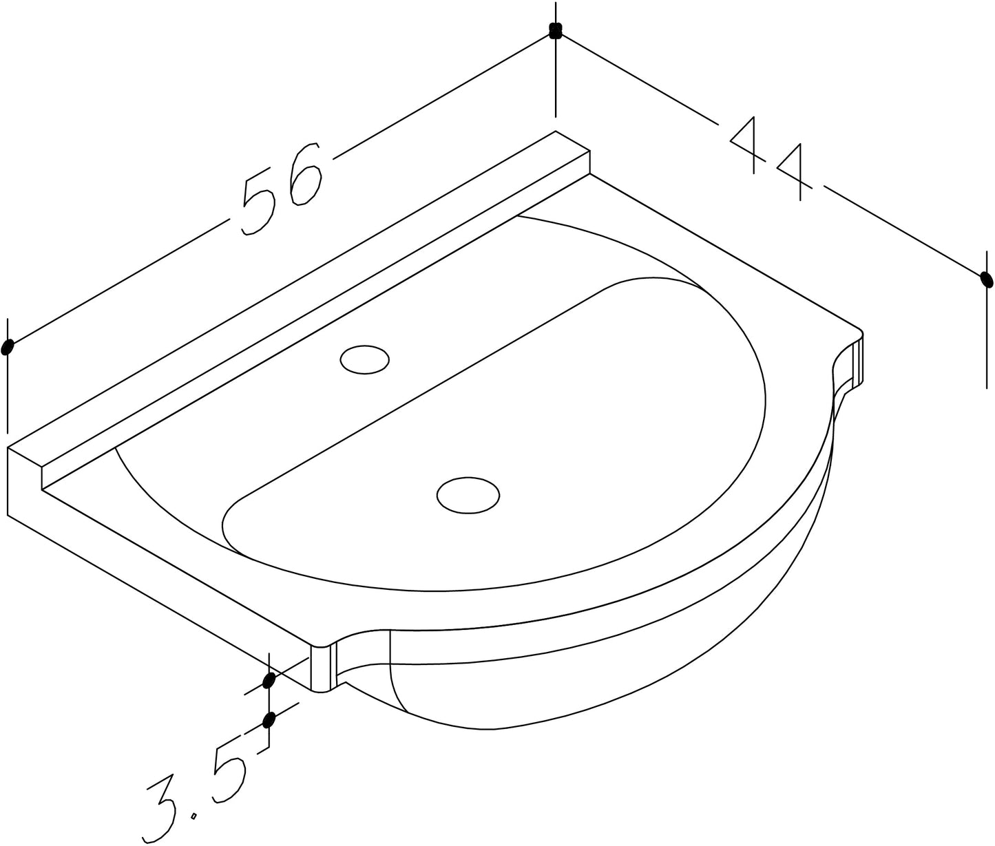 Ashlar 560mm 1 Tap Hole Ceramic Washbasin
