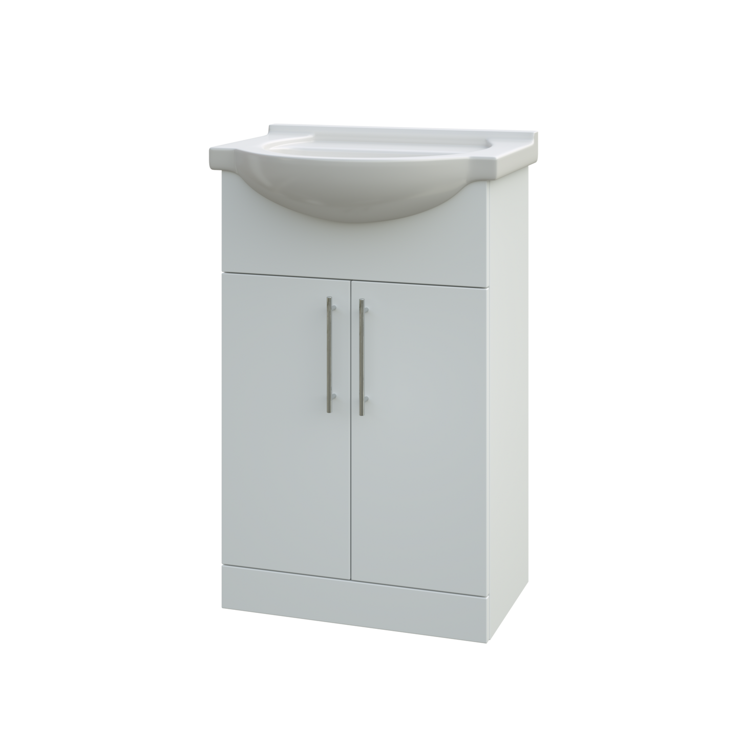 Ashlar 545mm x 865mm x 330mm 2 Door Floorstanding Vanity Unit w/ Handles Included - Gloss White