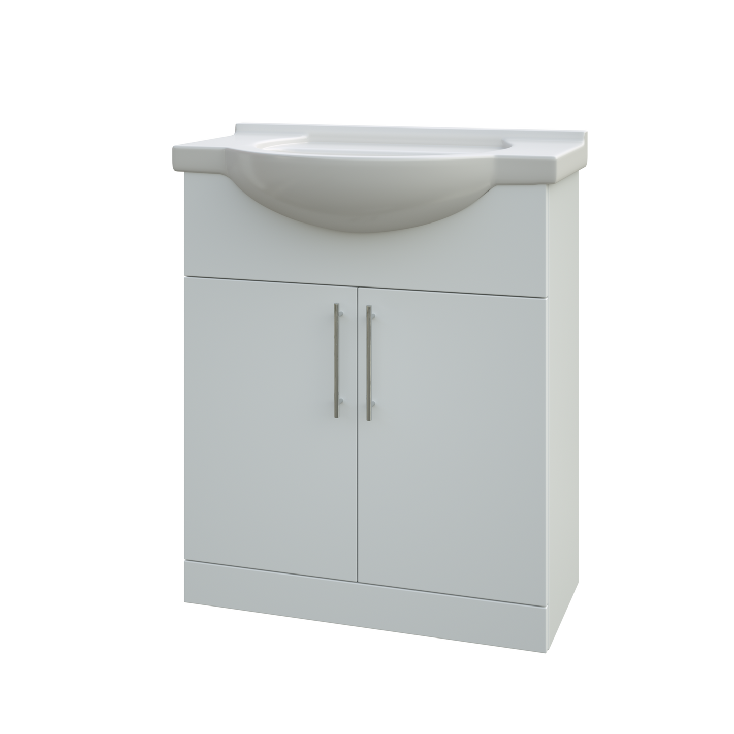 Ashlar 730mm x 865mm x 360mm 2 Door Floorstanding Vanity Unit w/ Handles Included - Gloss White
