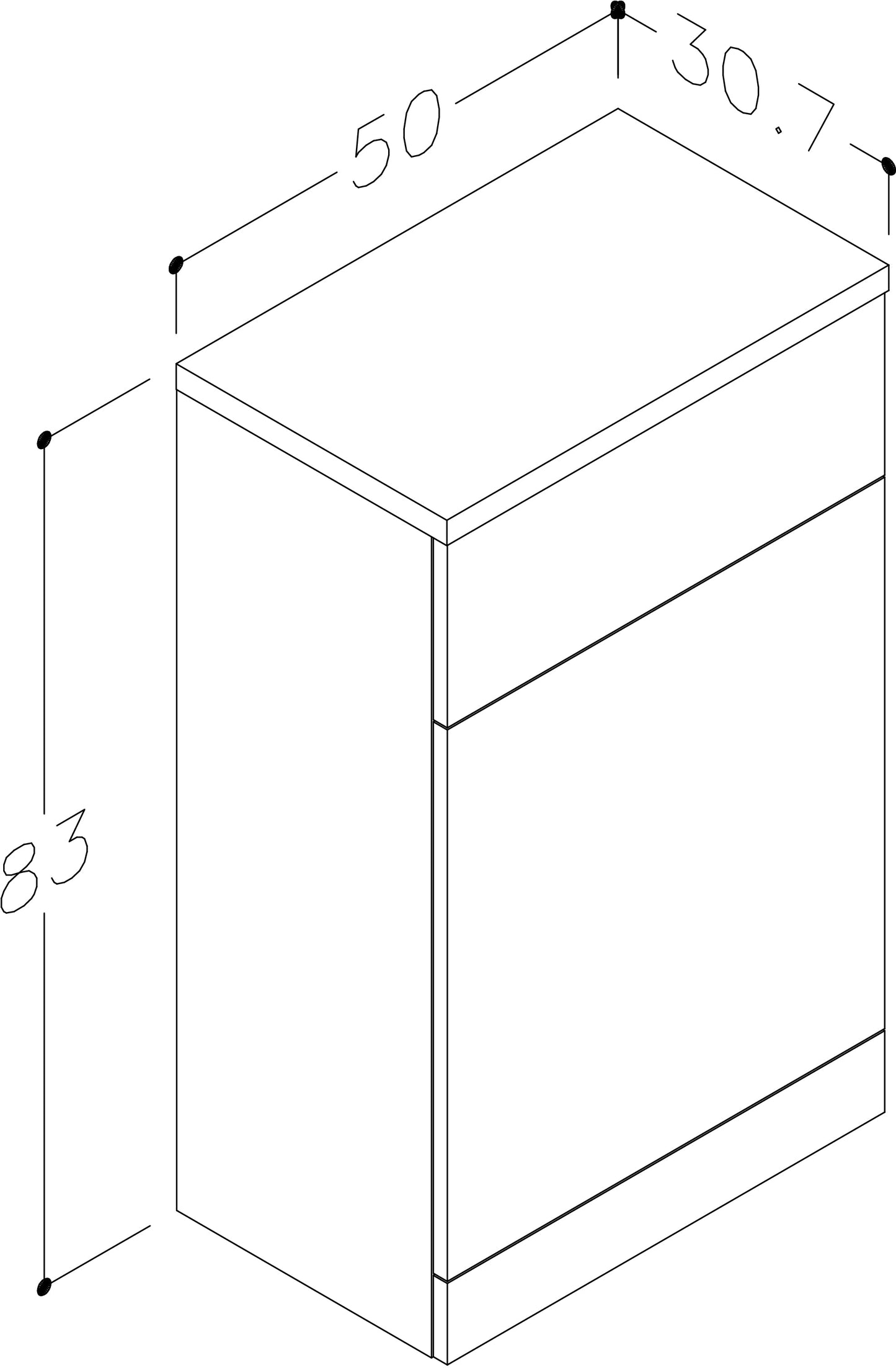Ashlar 500mm x 850mm x 300mm WC Unit - Gloss White