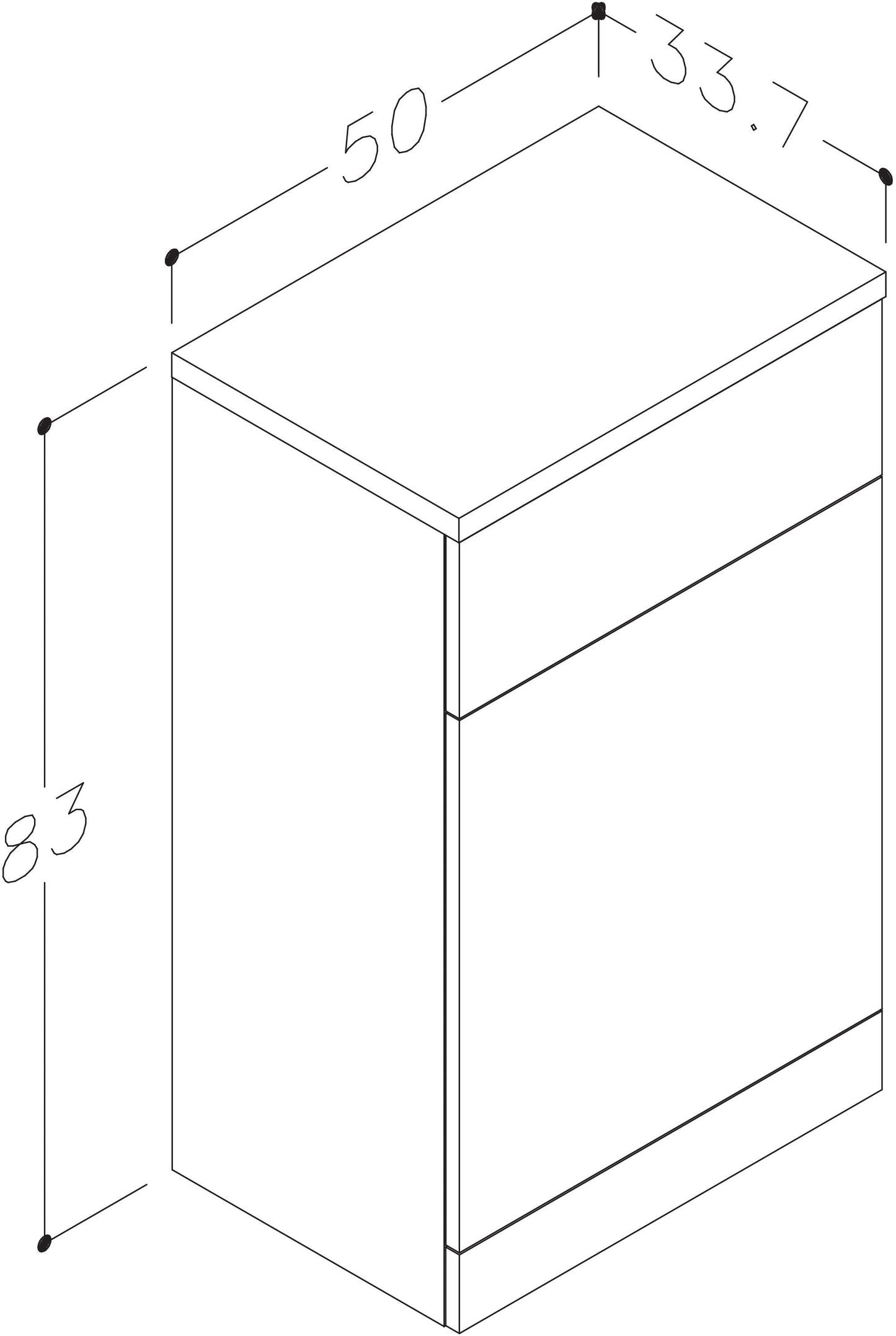 Ashlar 500mm x 850mm x 330mm WC Unit - Gloss White