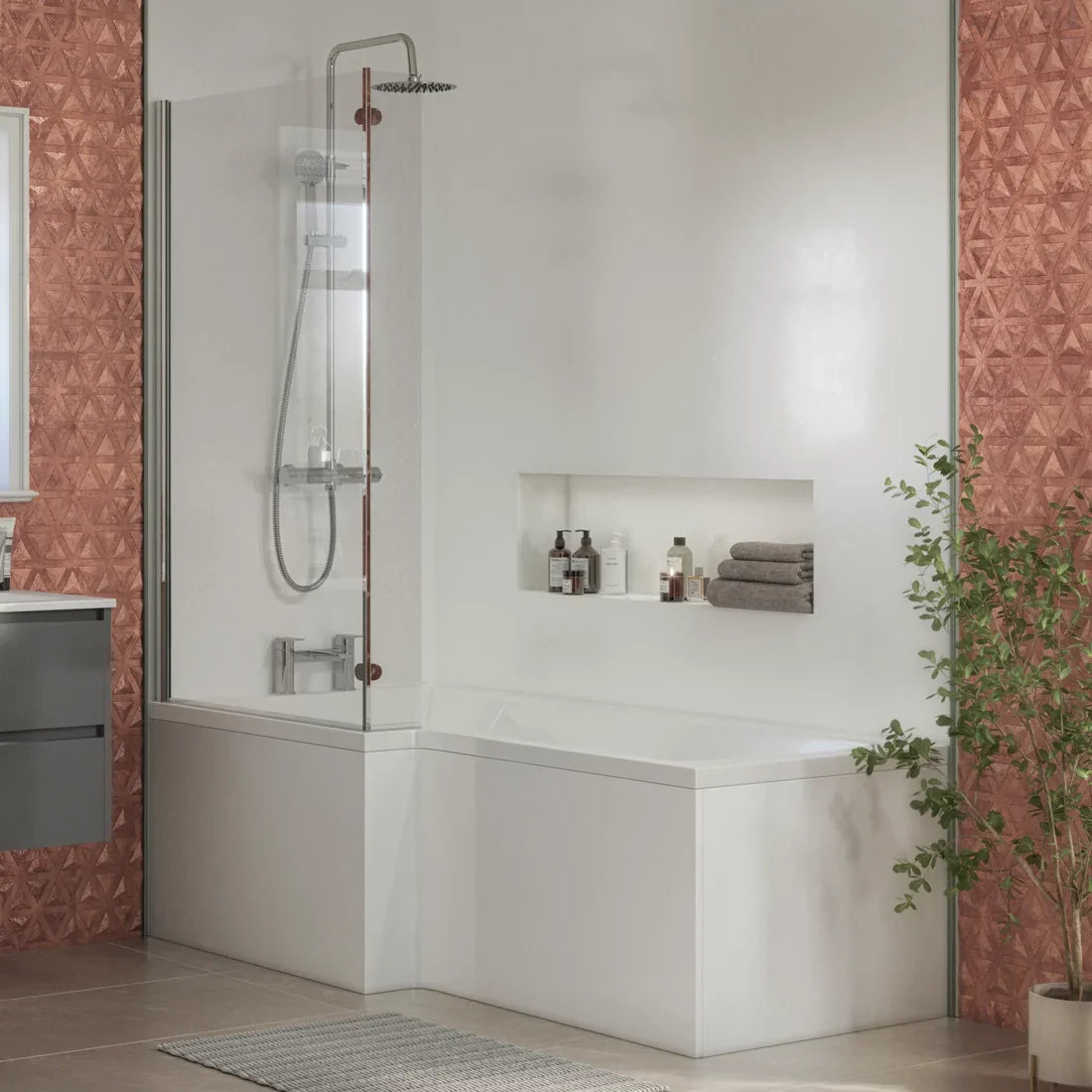Flint 1700mm x 850mm L Shaped Bath Left Hand