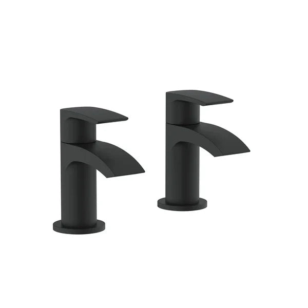 Tudor Electroplated Tap Pair for 2 Tap Hole Basin - Black