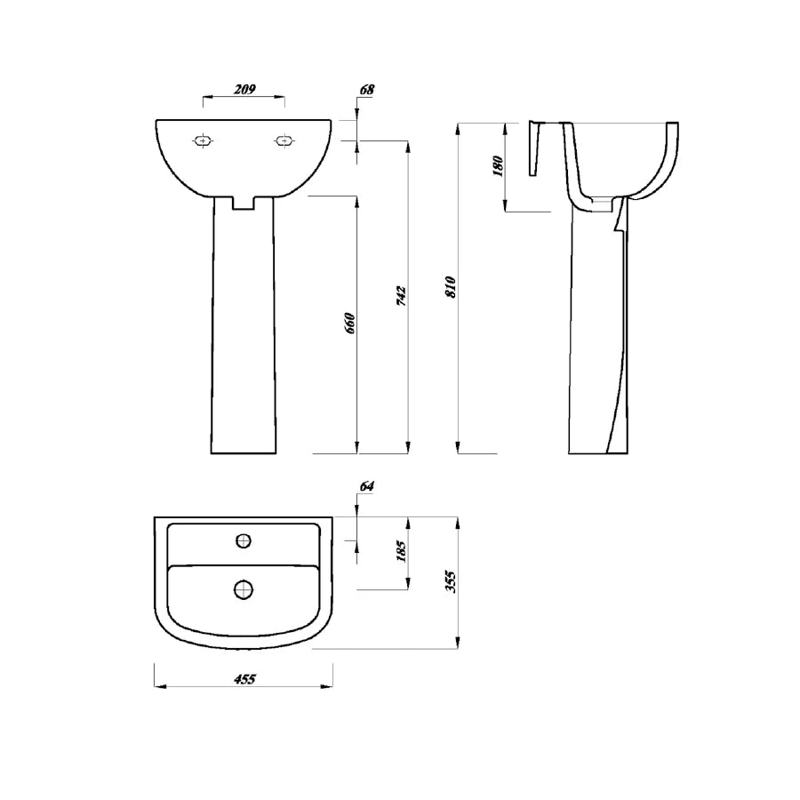 Chiltern 455mm x 340mm 1 Tap Hole Basin - White