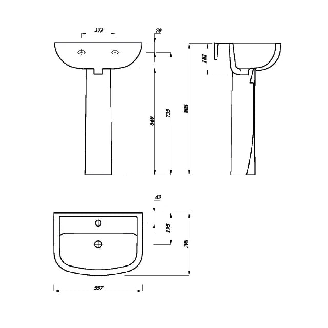 Chiltern 550mm x 390mm 1 Tap Hole Basin - White