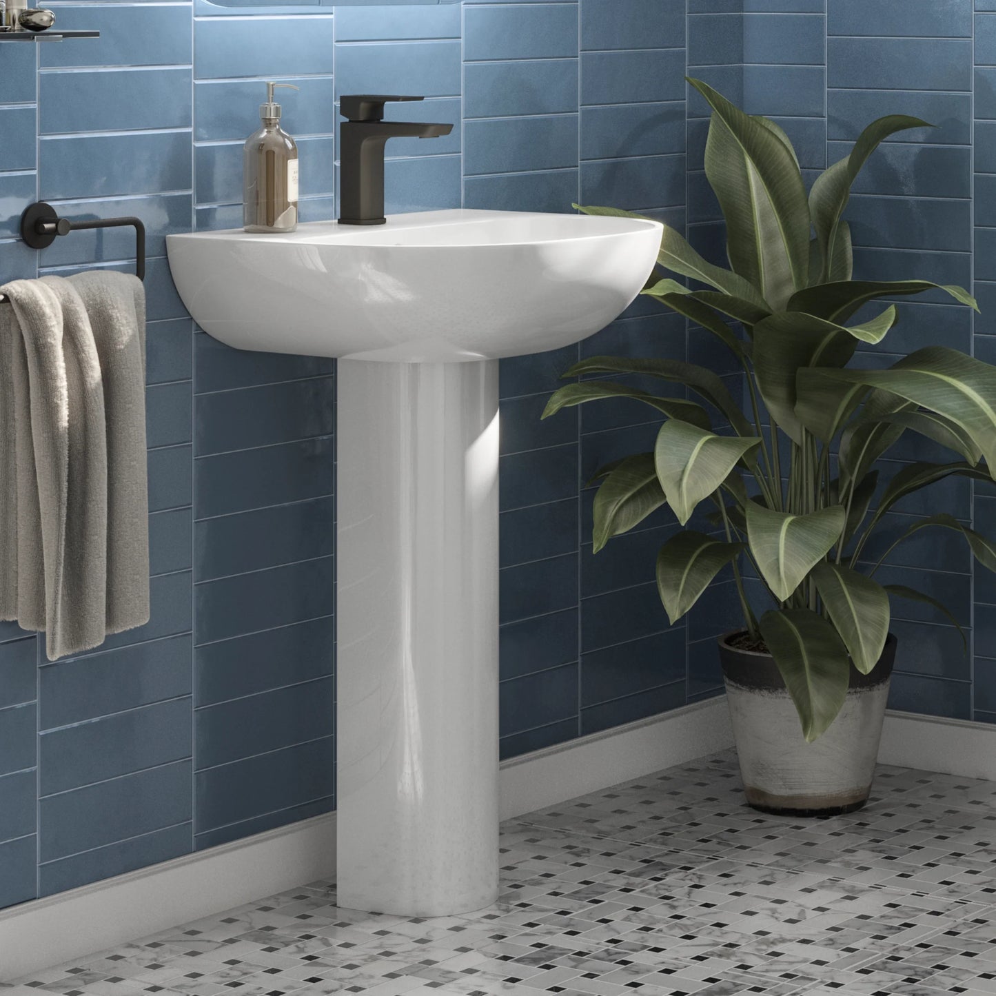 Hampton 550mm Round 1 Tap Hole Basin - White