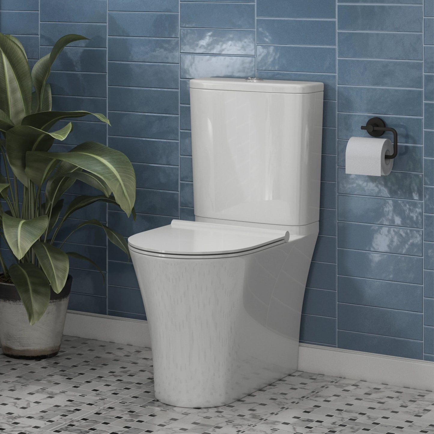 Hampton Rimless Close Coupled Closed Back WC Pan - White