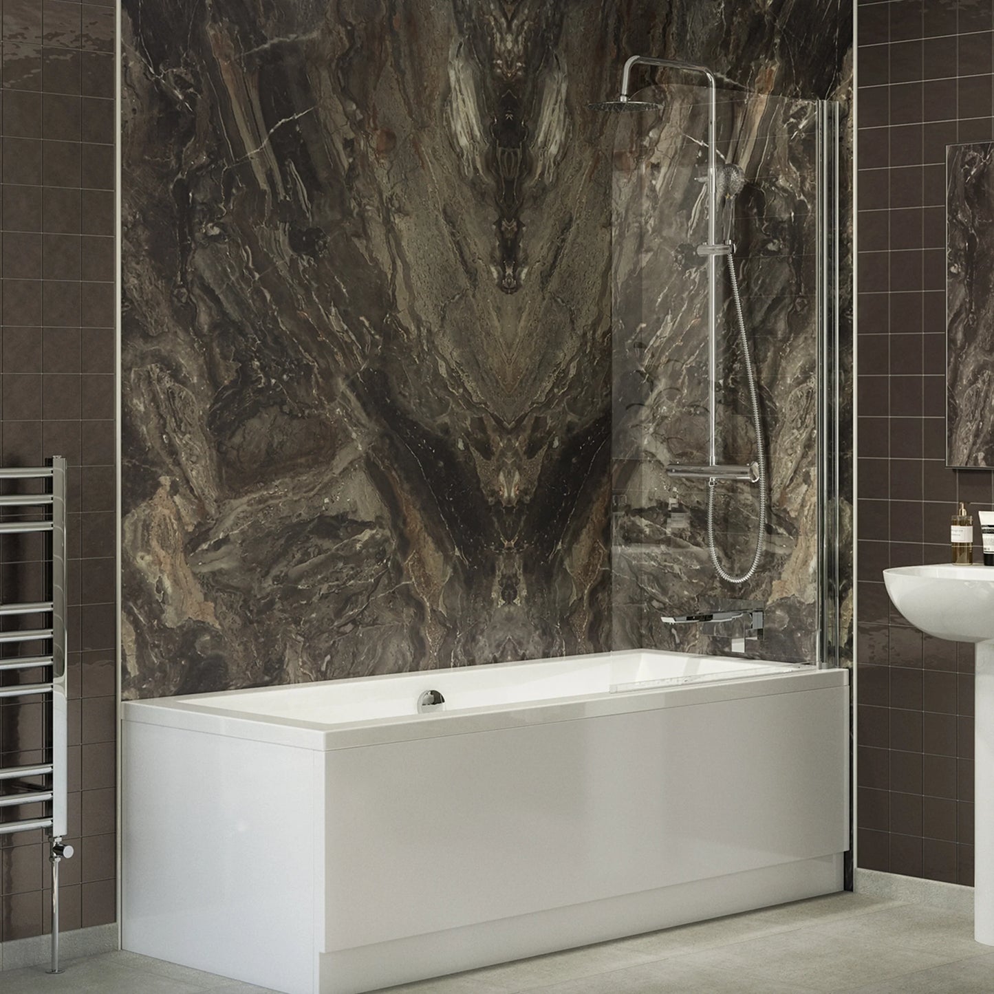 Claymore 6mm x 1000mm x 1400mm Half Radius Bath Screen