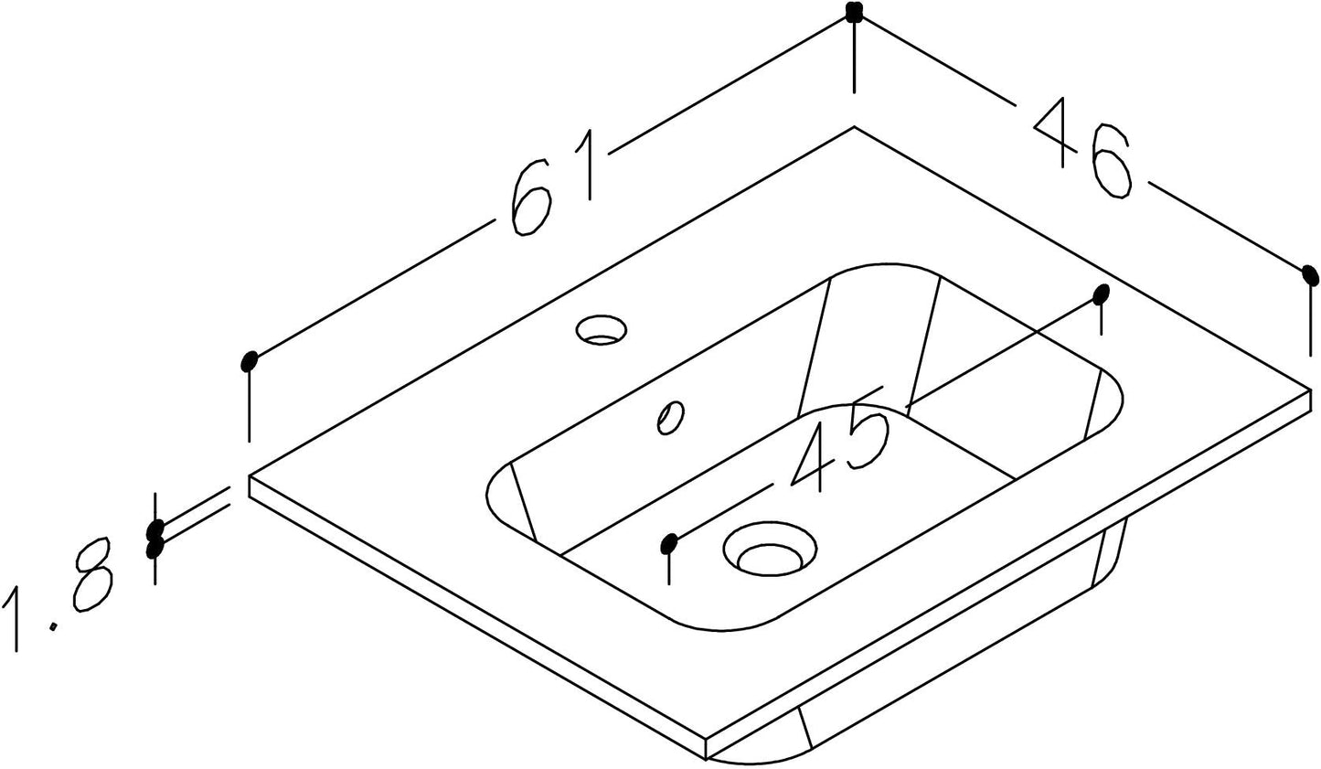 Granby 610mm x 480mm 1 Tap Hole Ceramic Washbasin