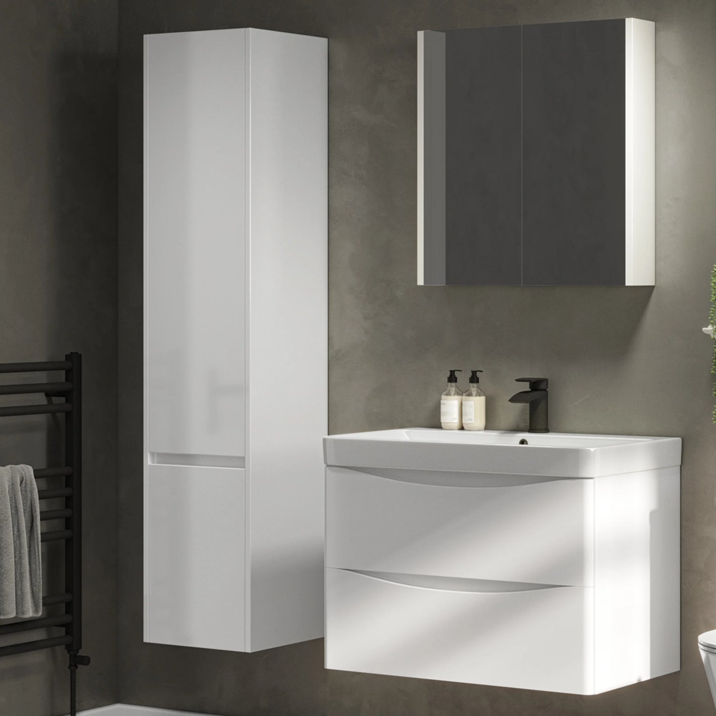 Granby 1625mm x 380mm x 375mm 2 Door Tall Boy Storage Unit - Matt White