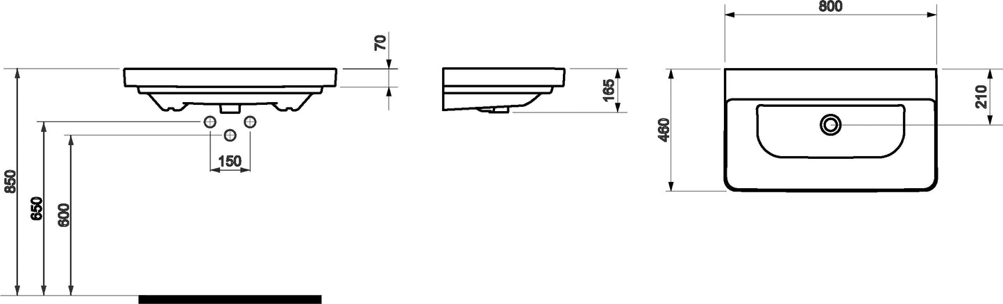 Portland 800mm x 460mm 1 Tap Hole Ceramic Basin