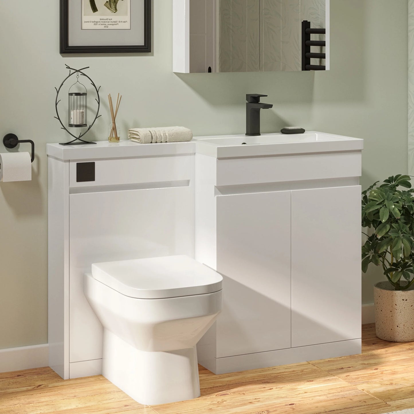 Slateford 1107mm x 390mm 1 Tap Hole Right Handed L Shape Gelcast Basin - White