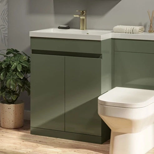 Slateford 625mm x 825mm x 410mm 2 Door Handleless Floorstanding Vanity Unit - Savannah Green
