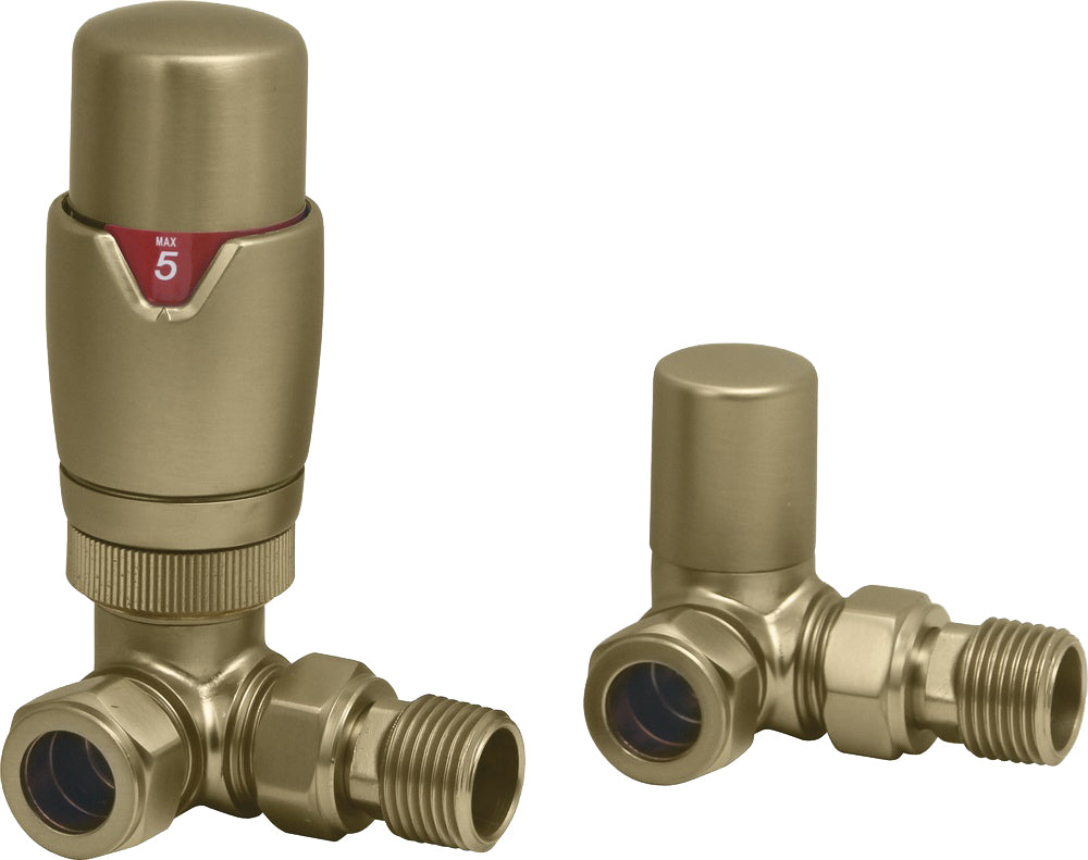 Harper & Brooke TMV Thermostatic Corner Valve - Brushed Brass