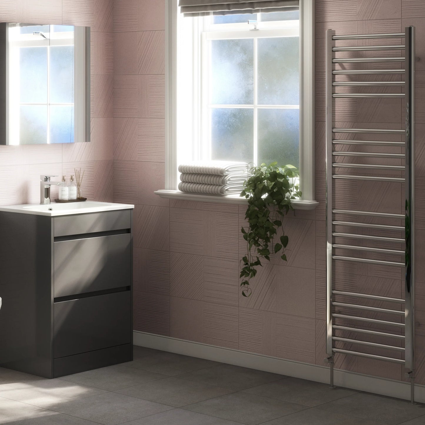 Terrano Straight 1600 x 500mm Towel Warmer - Chrome