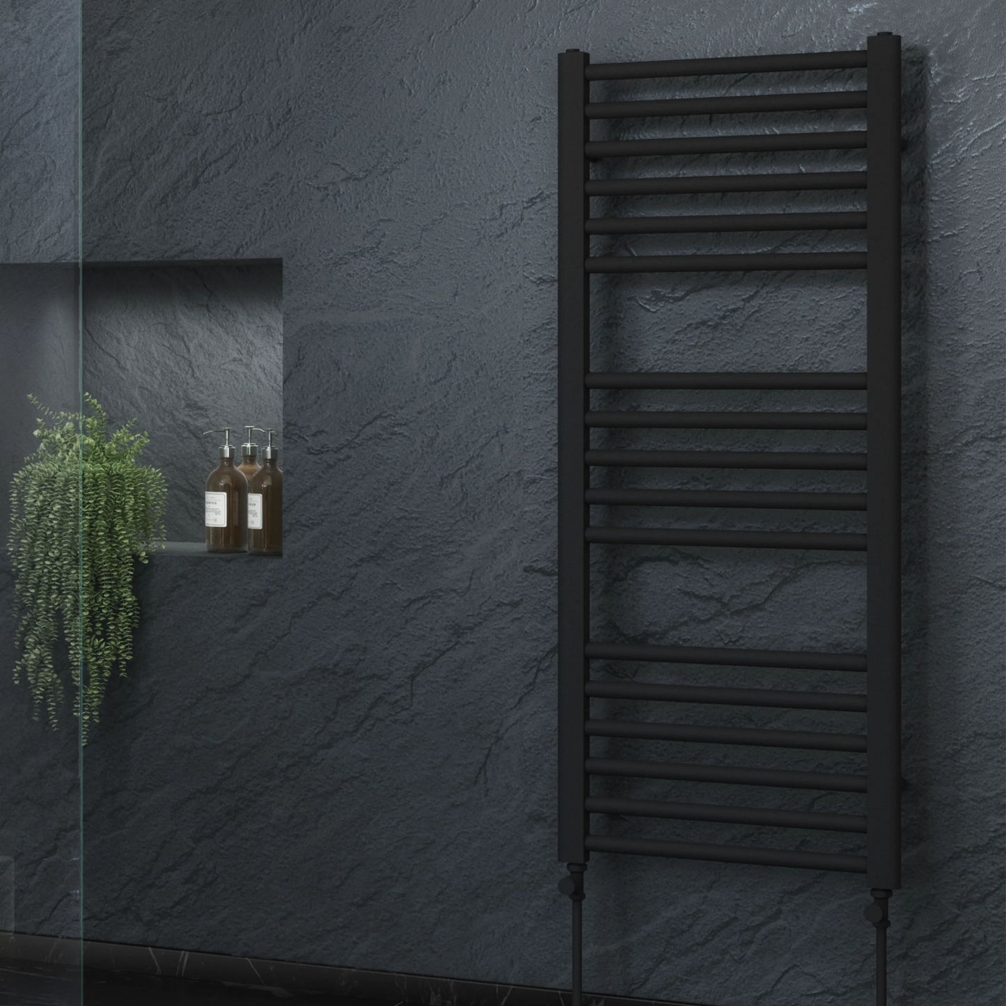 Terrano Straight 1200 x 500mm Towel Warmer - Matt Black