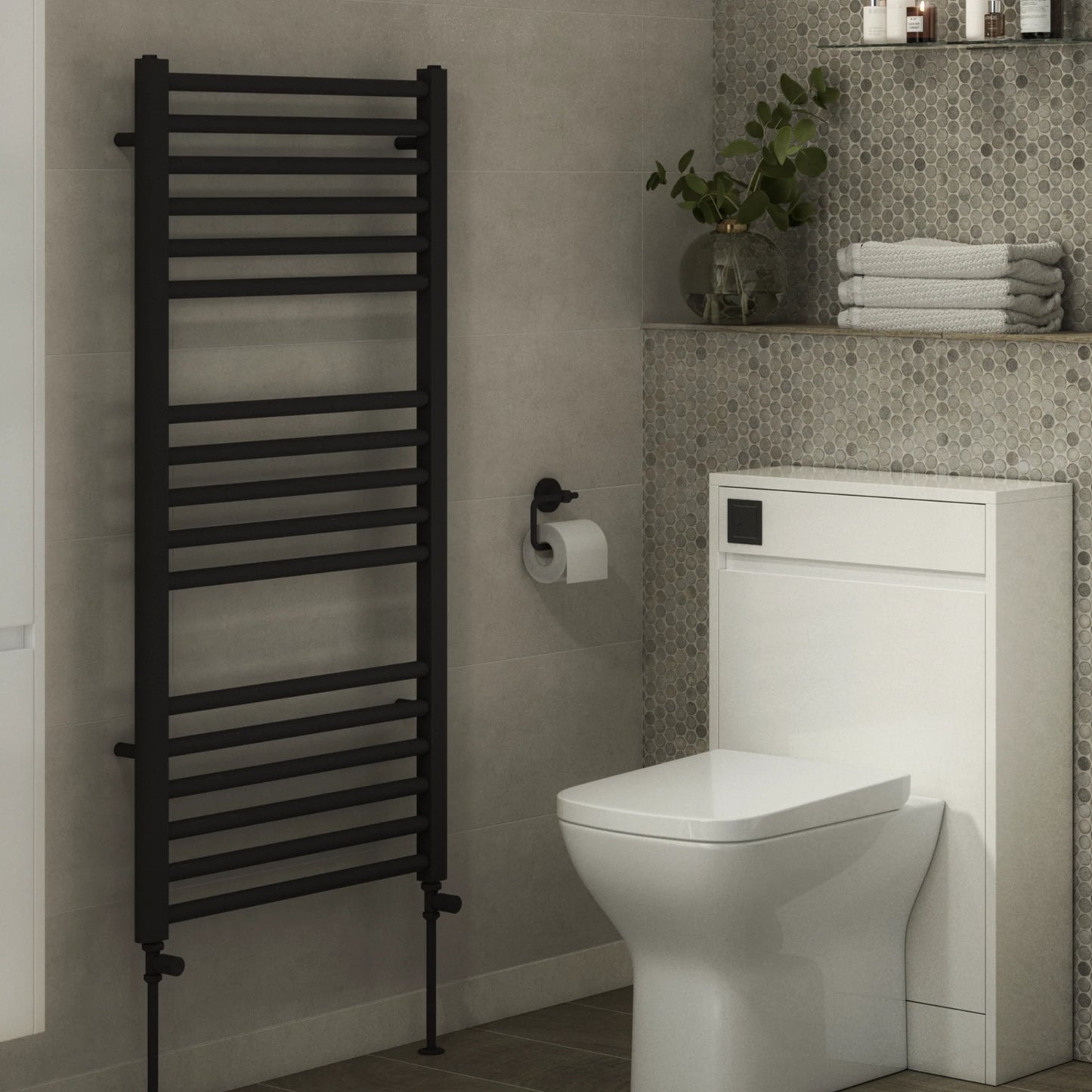 Terrano Straight 1200 x 600mm Towel Warmer - Matt Black