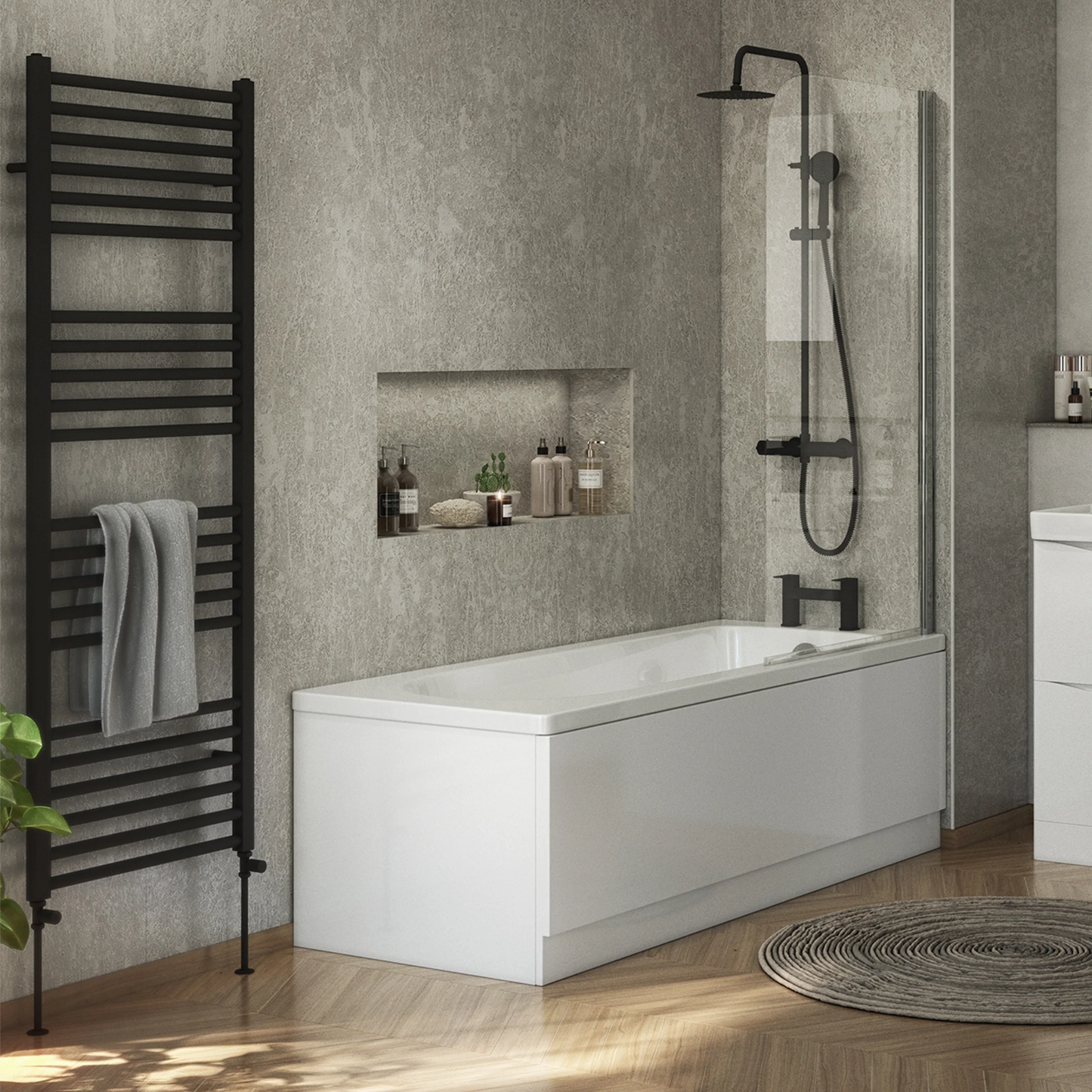 Terrano Straight 1600 x 600mm Towel Warmer - Matt Black