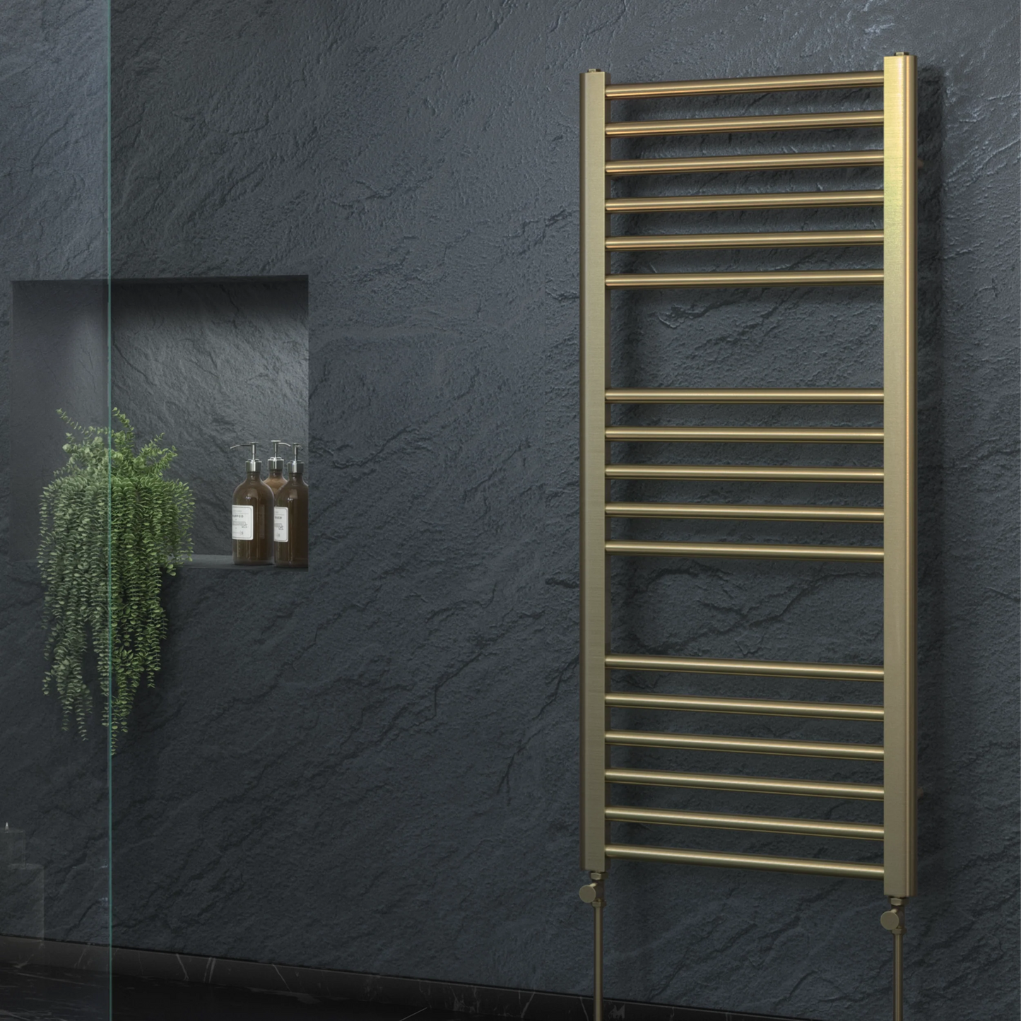 Terrano Straight 1200 x 500mm Towel Warmer - Brass