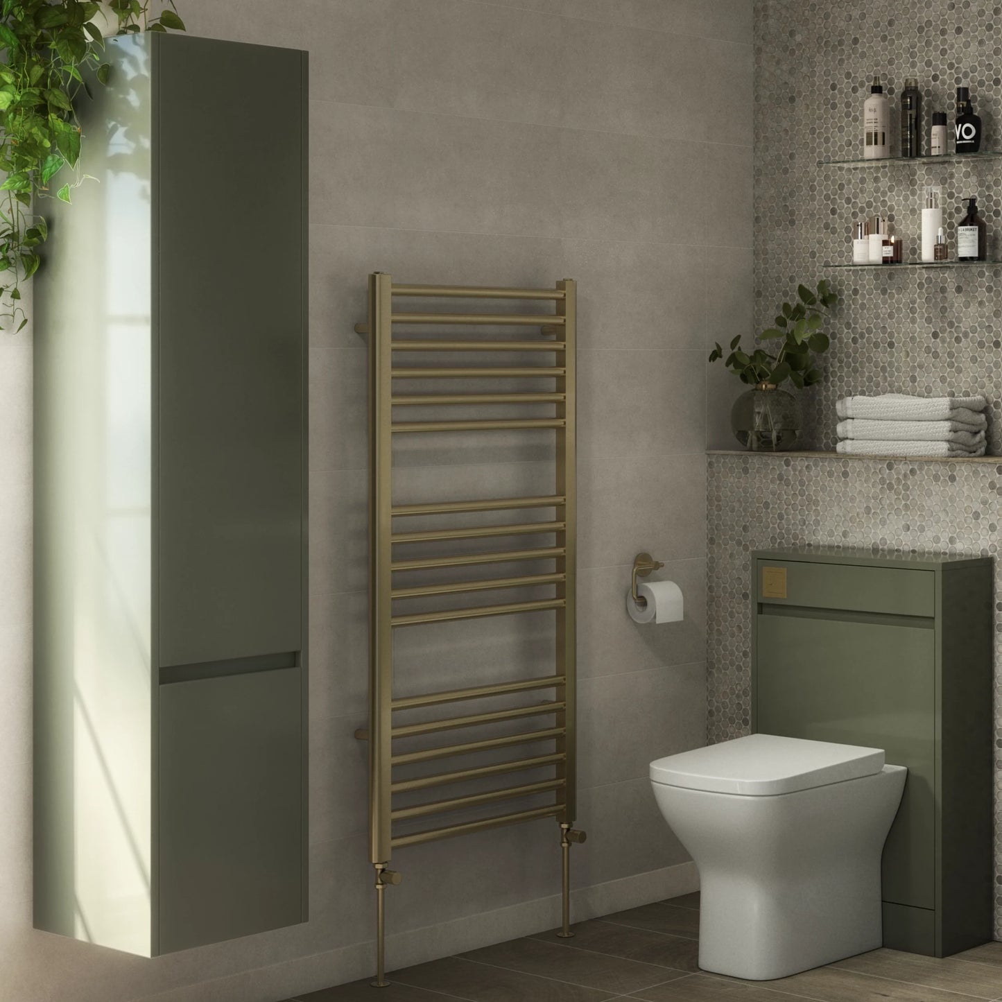 Terrano Straight 1200 x 600mm Towel Warmer - Brass