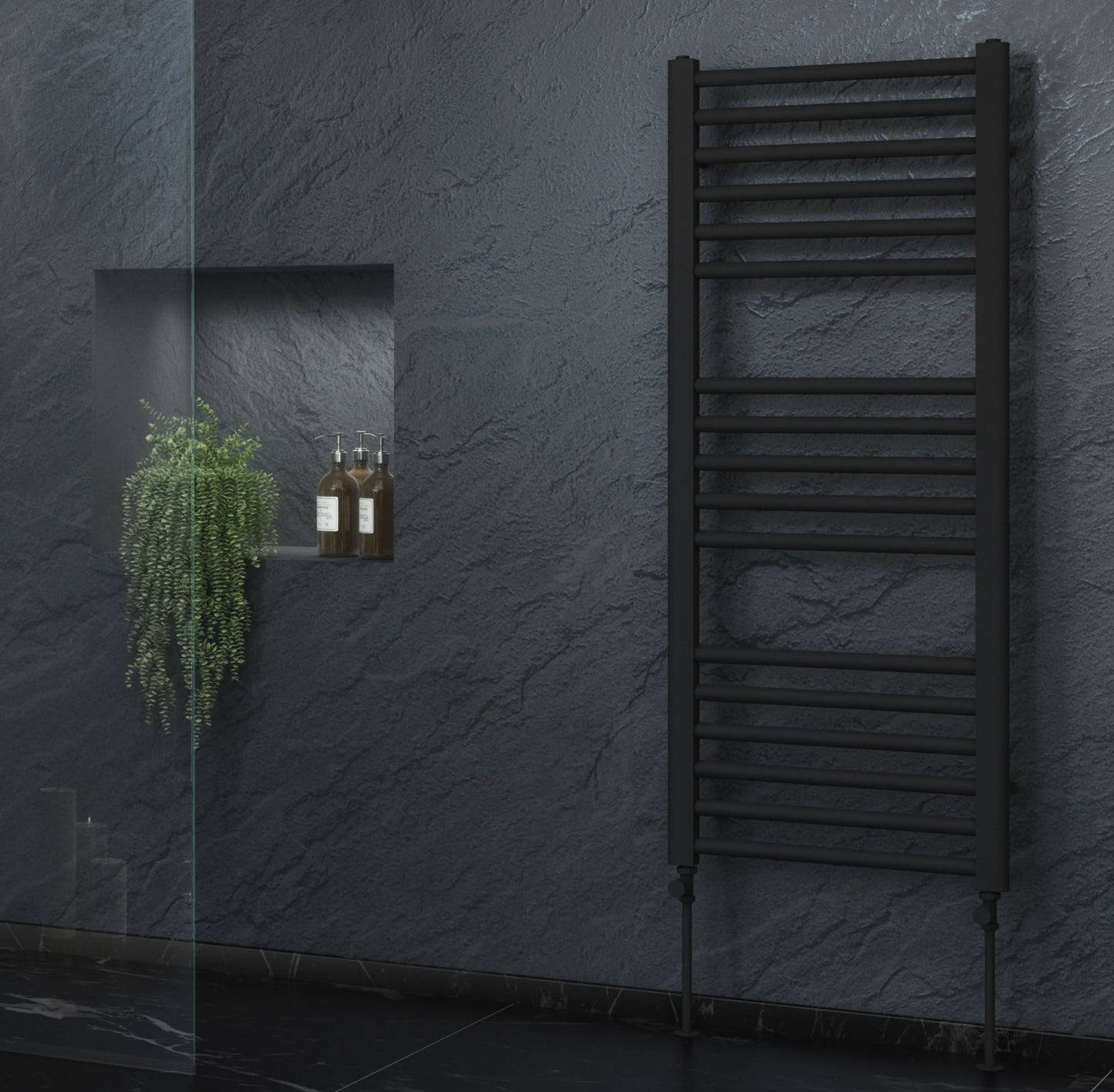Terrano Straight Matt Black Towel Warmer