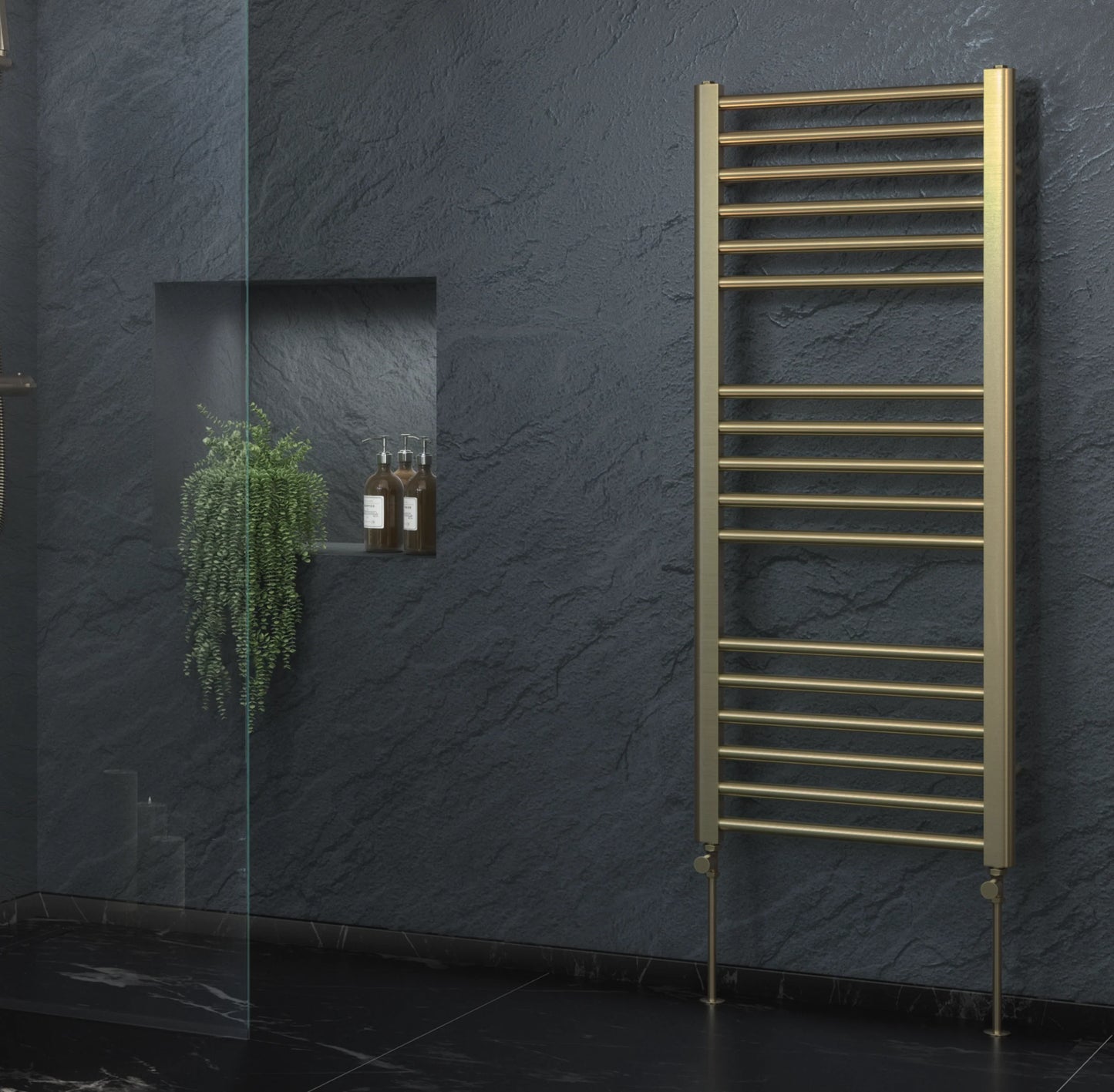 Terrano Straight Brushed Brass Towel Warmer