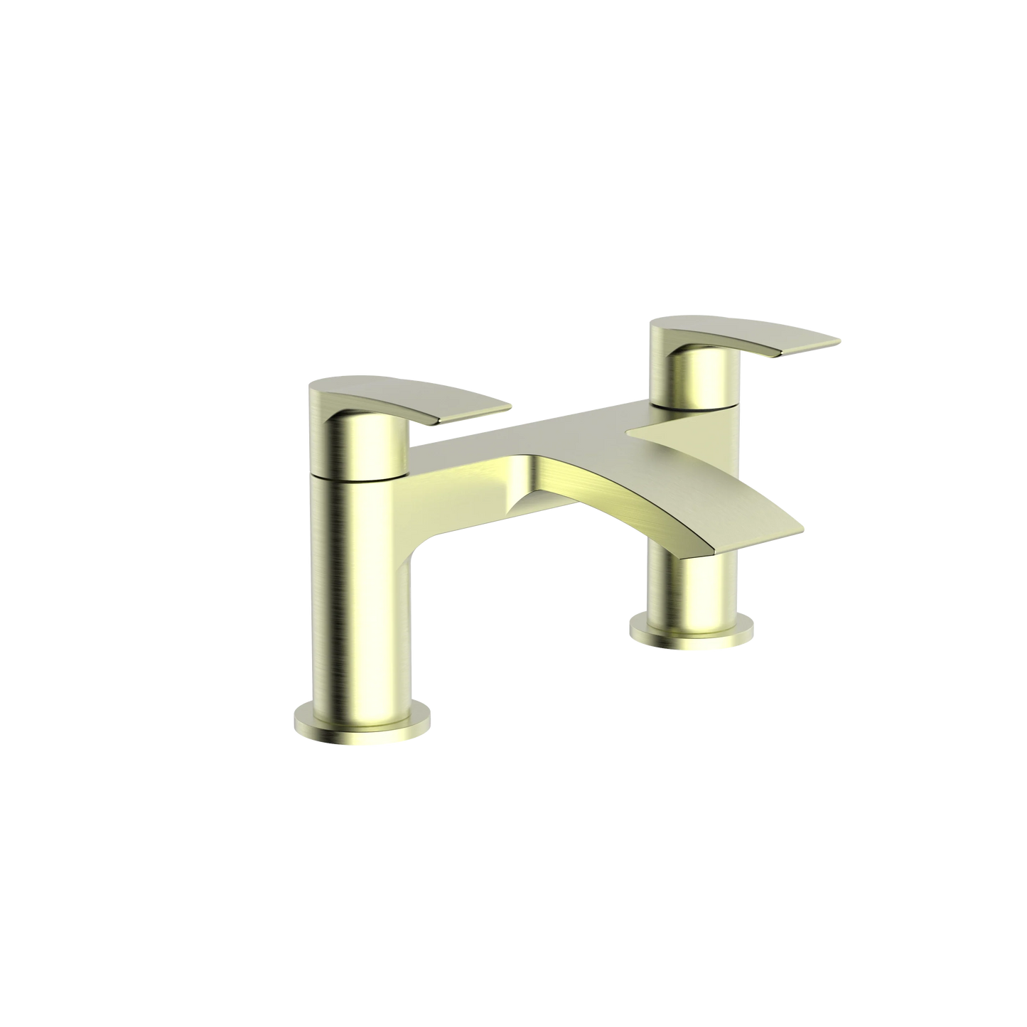 Harper & Brooke Tudor PVD Coated One Spout Bath Filler w/ 2 Tap Holes - Brushed Brass