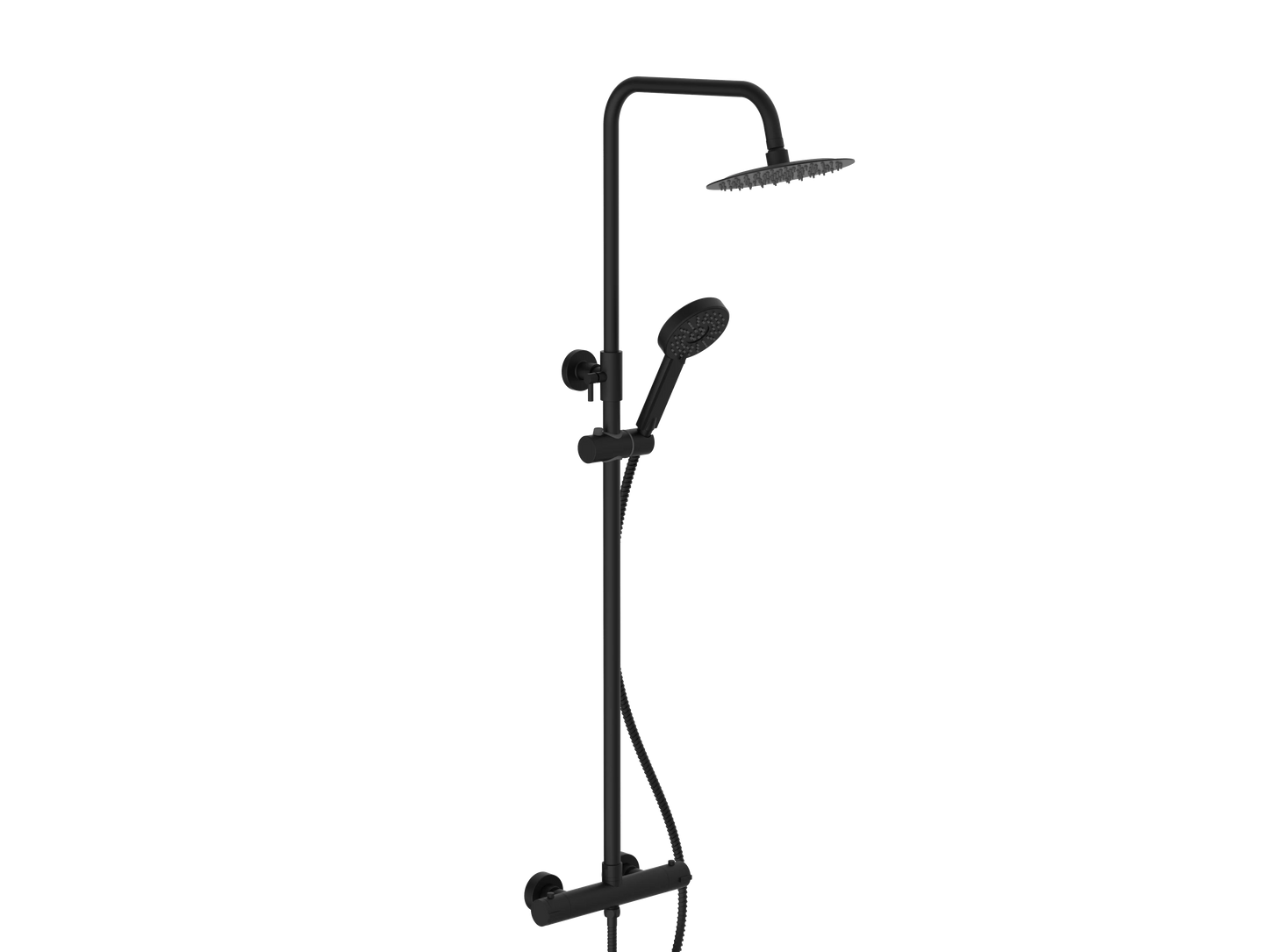 Harper & Brooke Holland Electroplated Column Shower w/ Rail, Hose & Round Head - Black