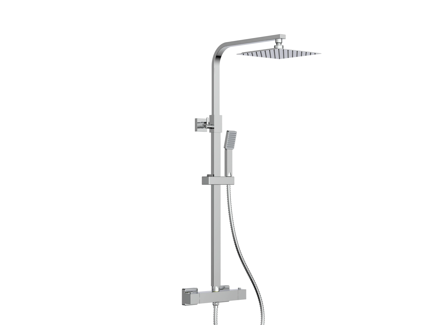 Harper & Brooke Holland Column Shower w/ Rail, Hose & Square Head - Chrome