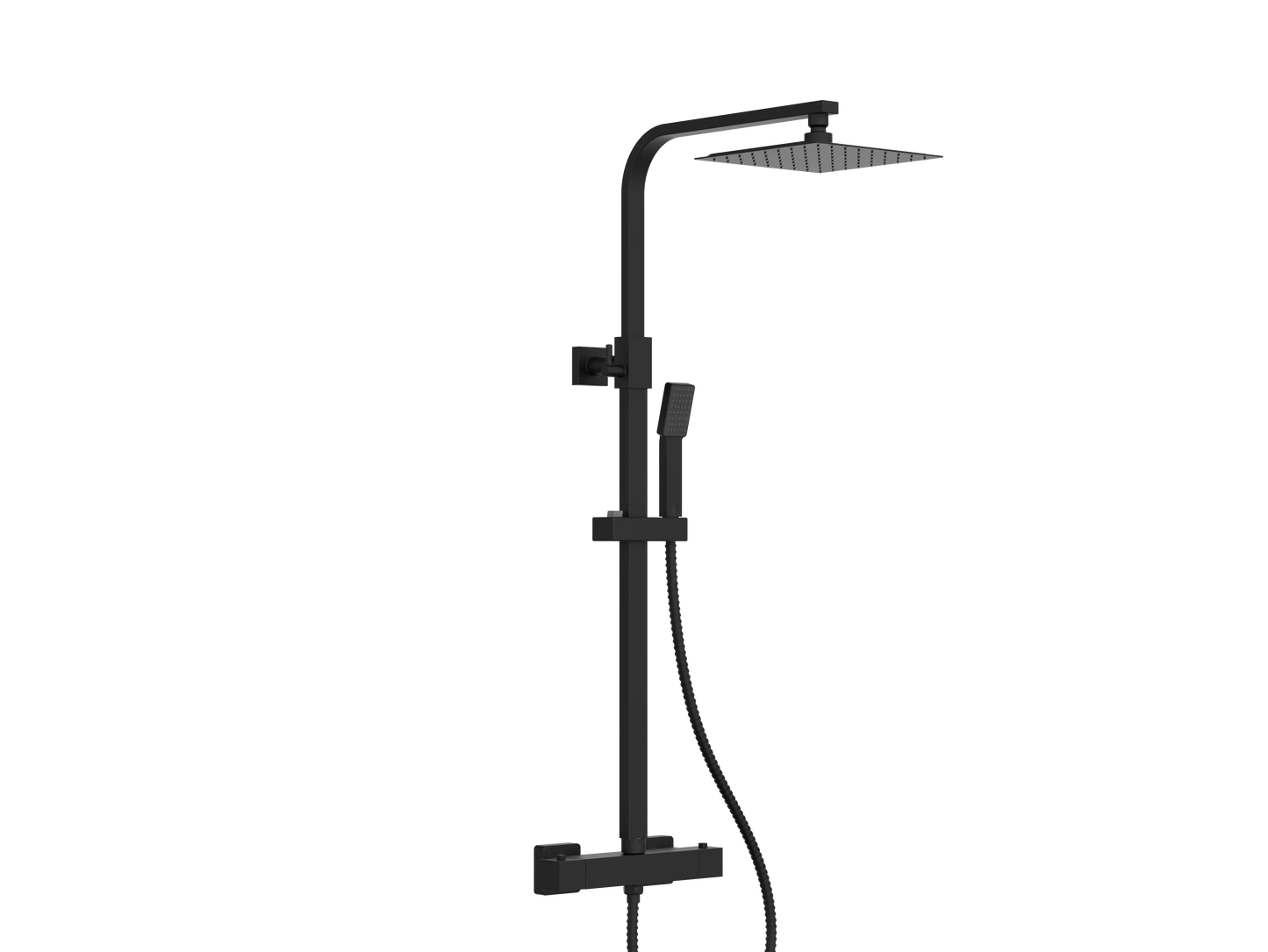 Harper & Brooke Holland Electroplated Column Shower w/ Rail, Hose & Square Head - Black