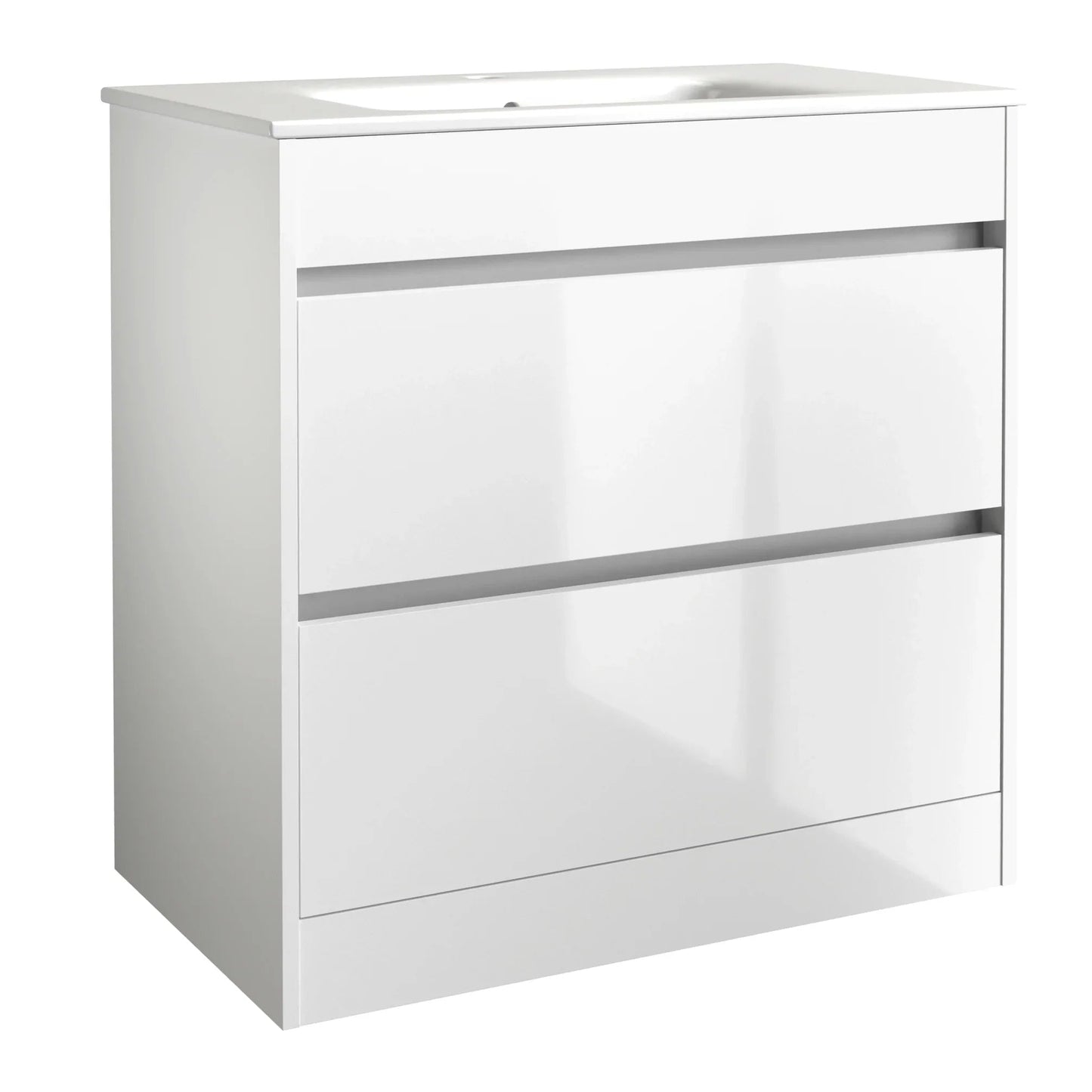 Harper & Brooke Granby 820mm x 850mm x 480mm 2 Drawer Floorstanding Vanity Unit - Matt White