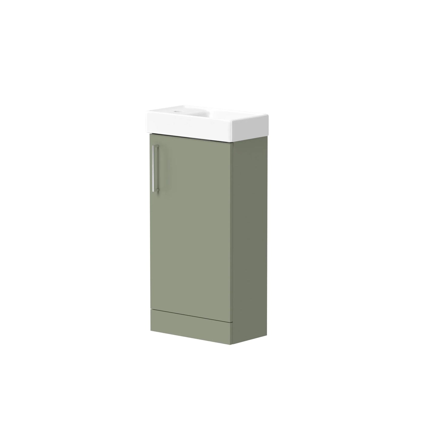 Harper & Brooke Granby 400mm x 750mm x 230mm Floorstanding Cloakroom Vanity Unit w/ 1 Tap hole Basin & Handles - Savannah Green