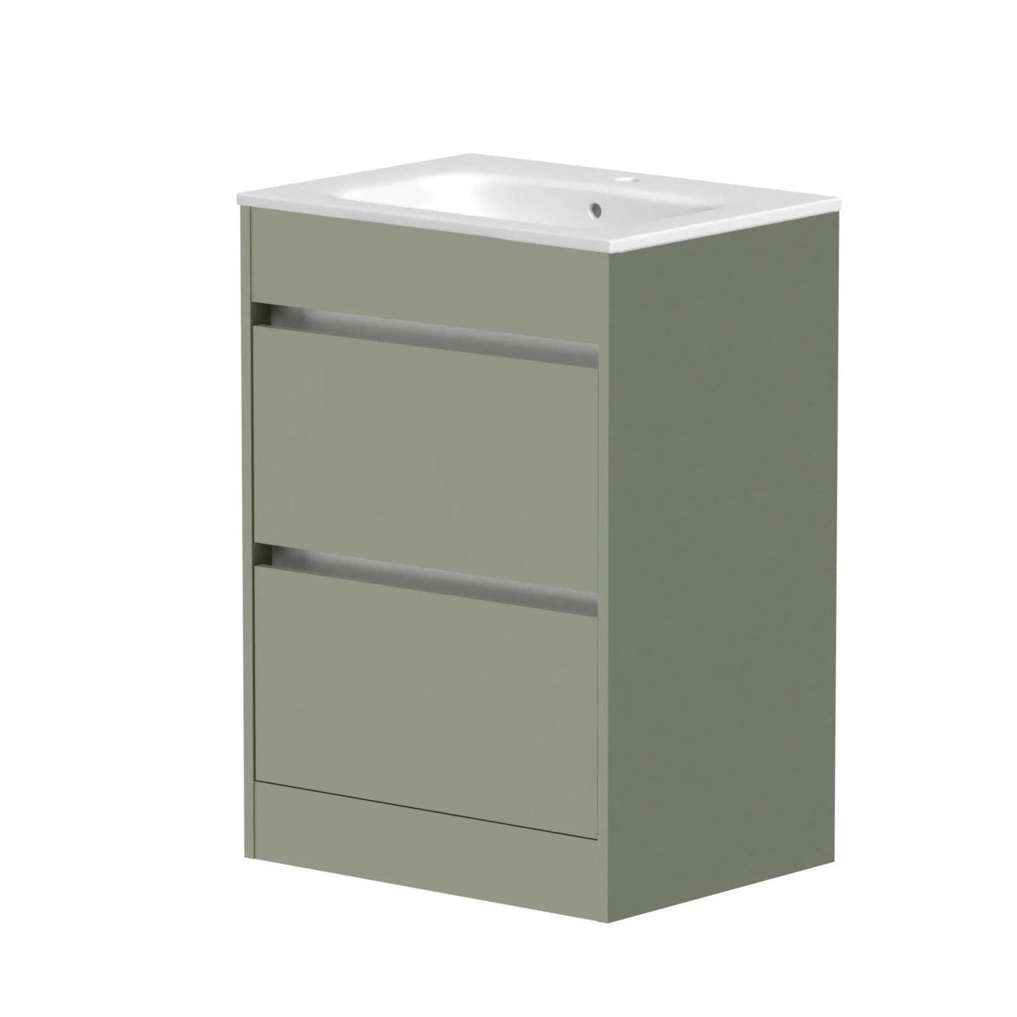 Harper & Brooke Granby 620mm x 850mm x 480mm 2 Drawer Floorstanding Vanity Unit - Savannah Green