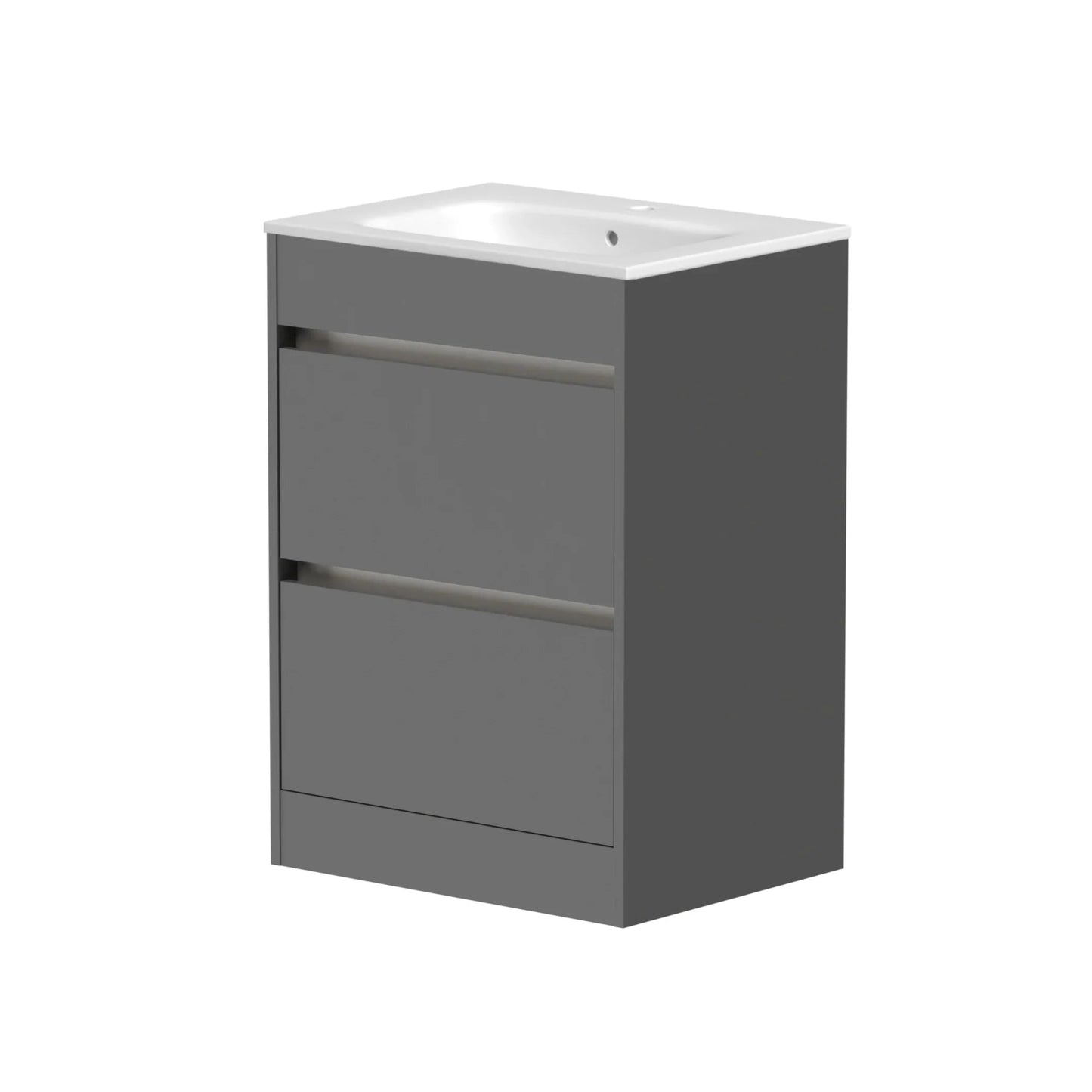 Harper & Brooke Granby 620mm x 850mm x 480mm 2 Drawer Floorstanding Vanity Unit - Matt Grey