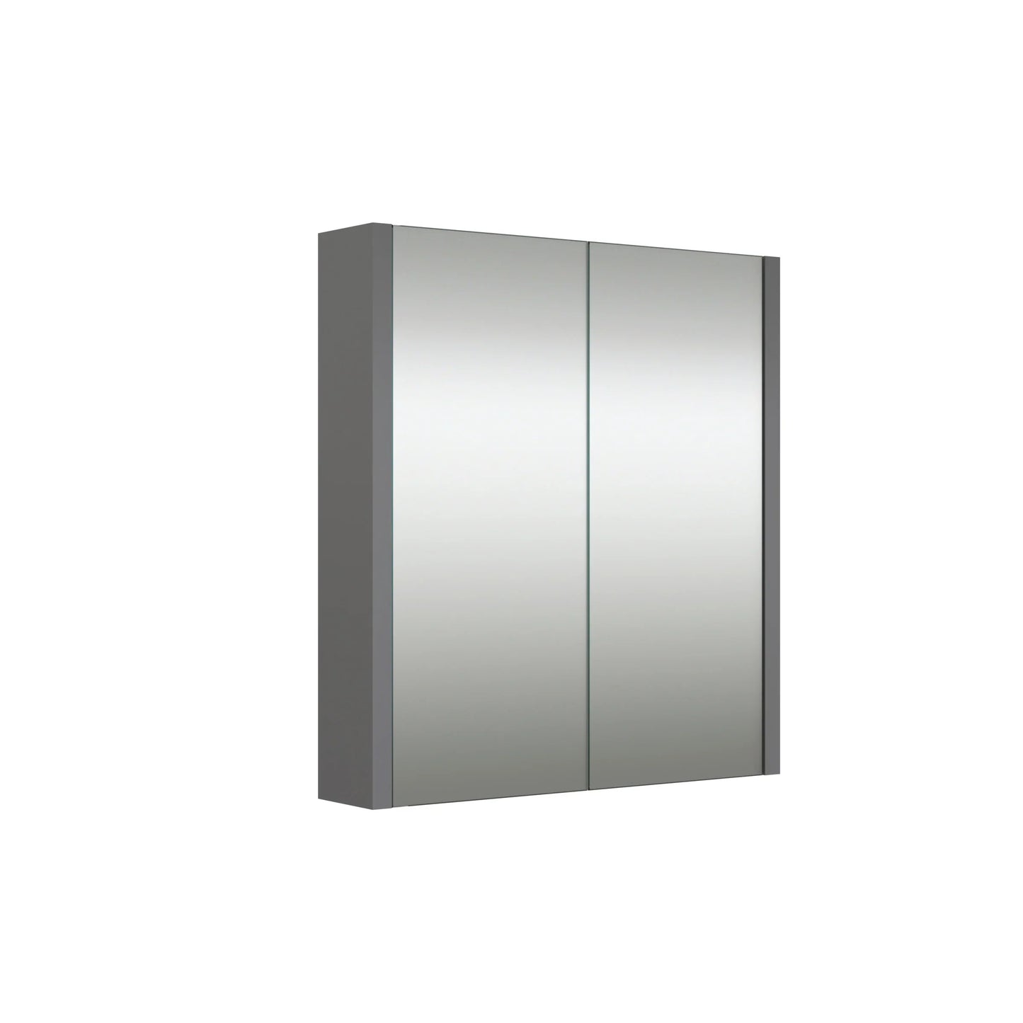 Harper & Brooke Granby 580mm x 650mm 2 Door Mirror Cabinet w/ Glass Shelves - Matt Grey