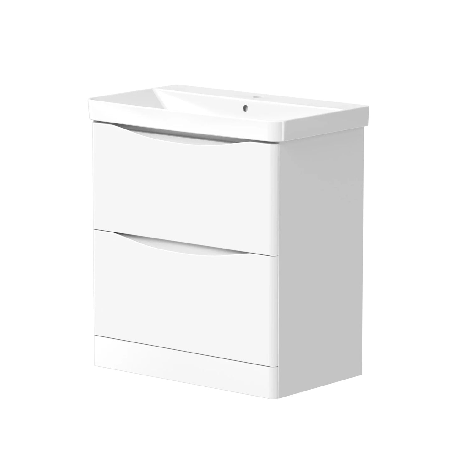 Harper & Brooke Portland 780mm x 830mm x 465mm 2 drawer Floorstanding Vanity Unit - Matt White