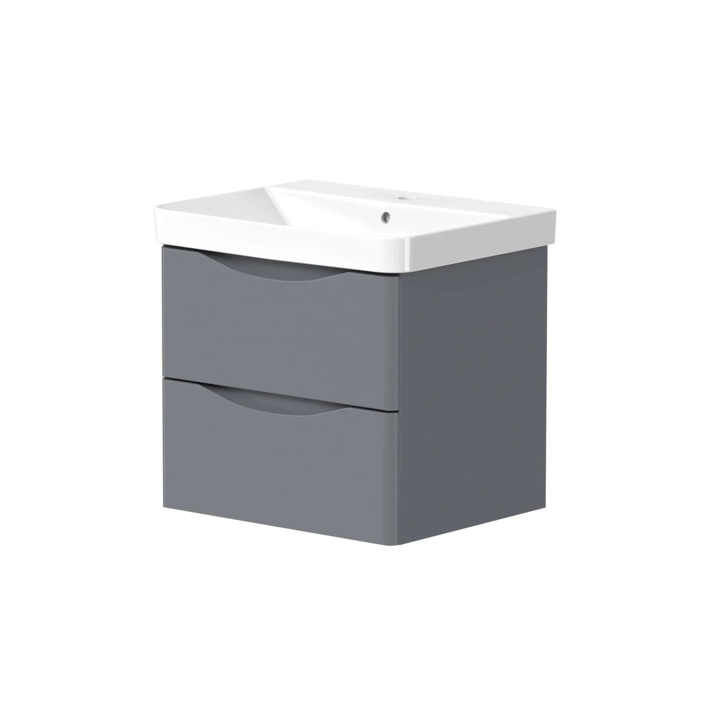 Harper & Brooke Portland 580mm x 830mm x 465mm 2 drawer Floorstanding Vanity Unit - Matt Grey