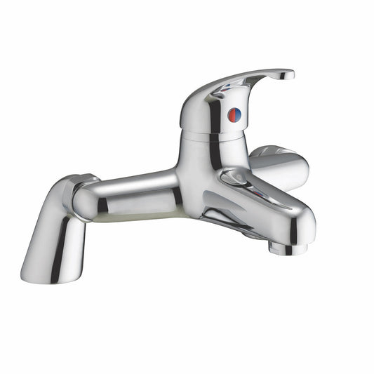 Harling One Spout Bath Filler w/ 2 Tap Holes - Chrome