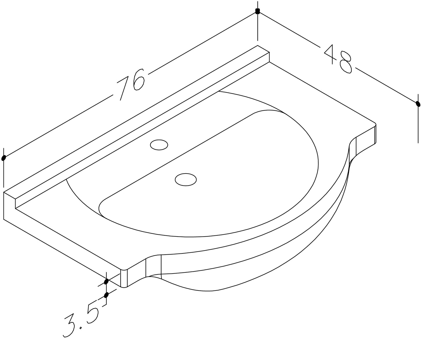 Ashlar 750mm 1 Tap Hole Ceramic Washbasin