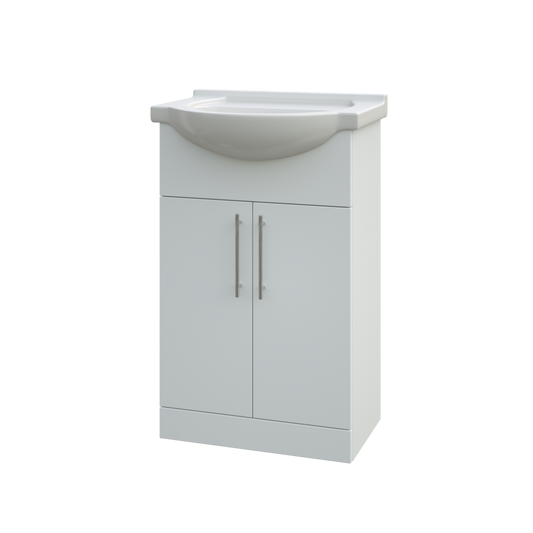 Ashlar 545mm x 865mm x 330mm 2 Door Floorstanding Vanity Unit w/ Handles Included - Gloss White
