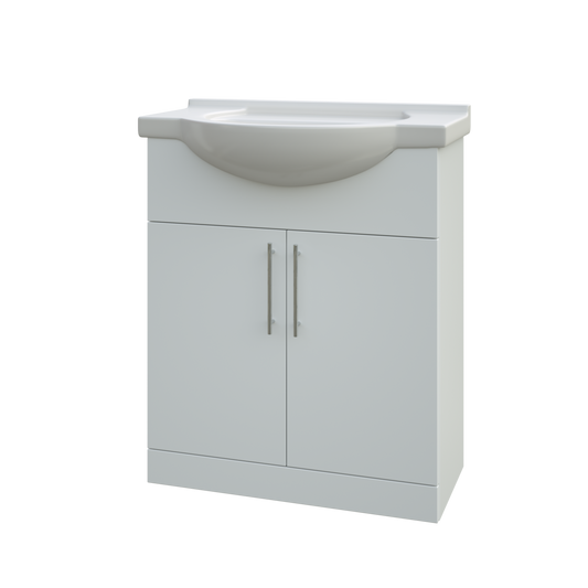 Ashlar 730mm x 865mm x 360mm 2 Door Floorstanding Vanity Unit w/ Handles Included - Gloss White