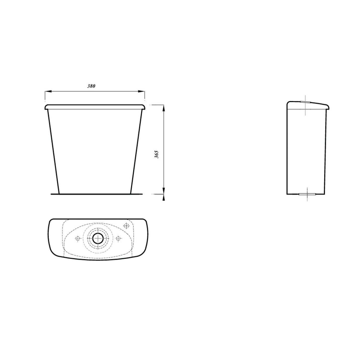 Chiltern 365mm x 380mm Dual Flush Cistern & Mechanism - White