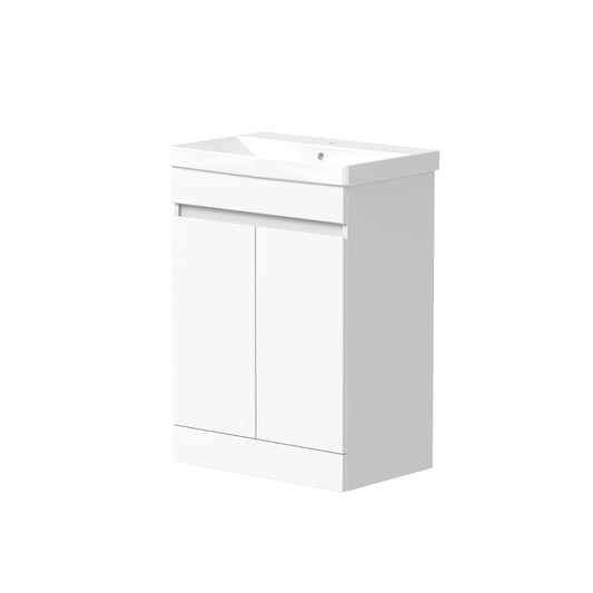 Slateford 625mm x 825mm x 410mm 2 Door Handleless Floorstanding Vanity Unit - Matt White