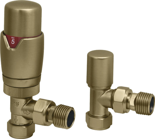 Harper & Brooke TMV Thermostatic Angled Valve - Brushed Brass