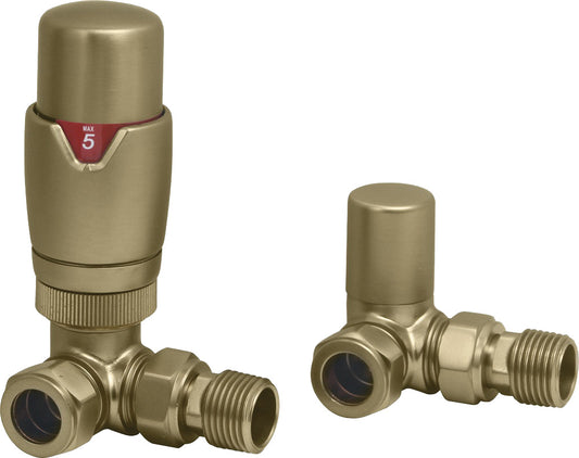Harper & Brooke TMV Thermostatic Corner Valve - Brushed Brass