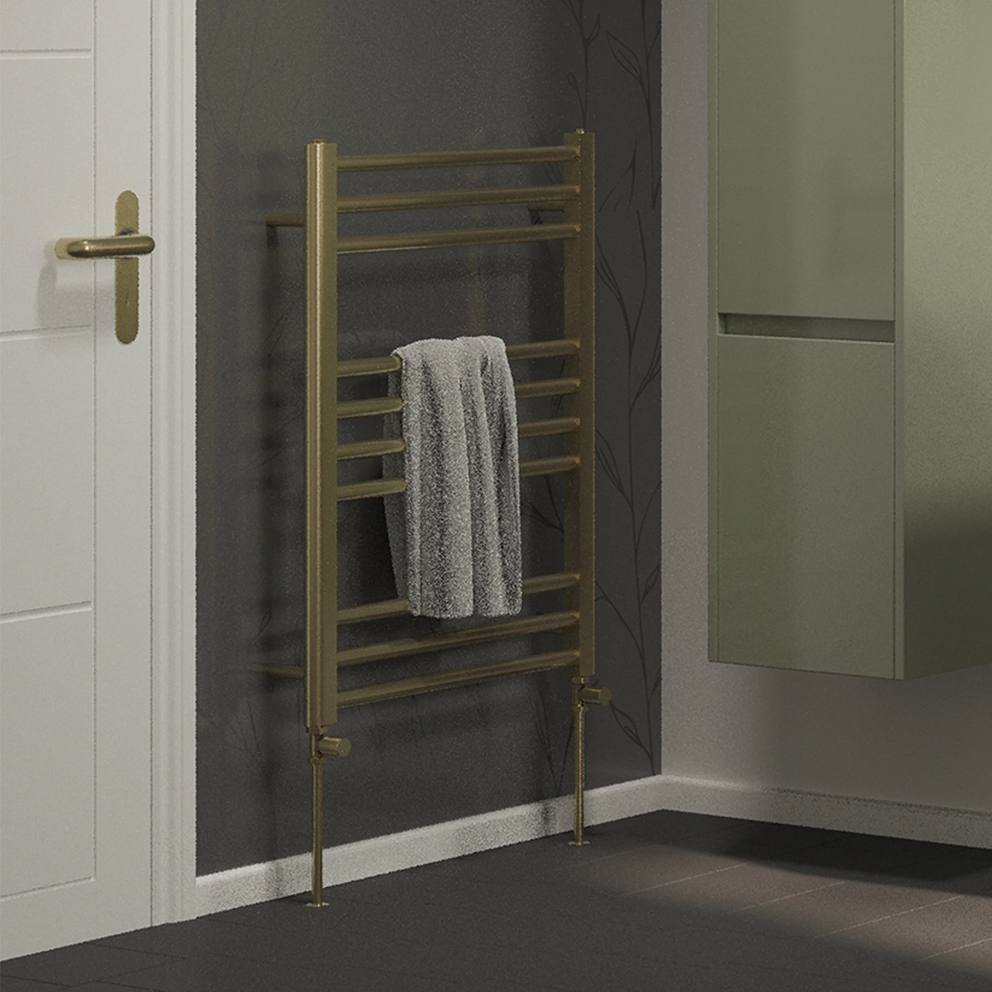 Terrano Straight 800 x 600mm Towel Warmer - Brass