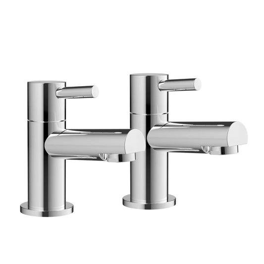 Harper & Brooke Flaxley Bath Pillar Taps w/ 2 Tap Holes - Chrome